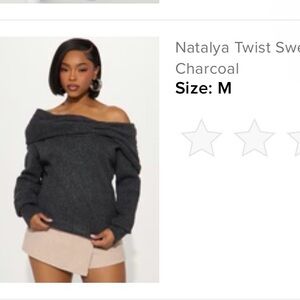 Nataya Off-Shoulder Charcoal Sweater